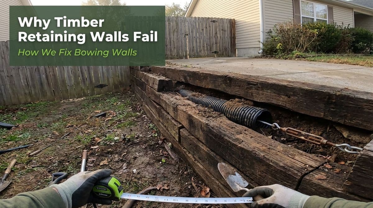 Why Timber Retaining Walls Fail & How We Fix Bowing Walls image
